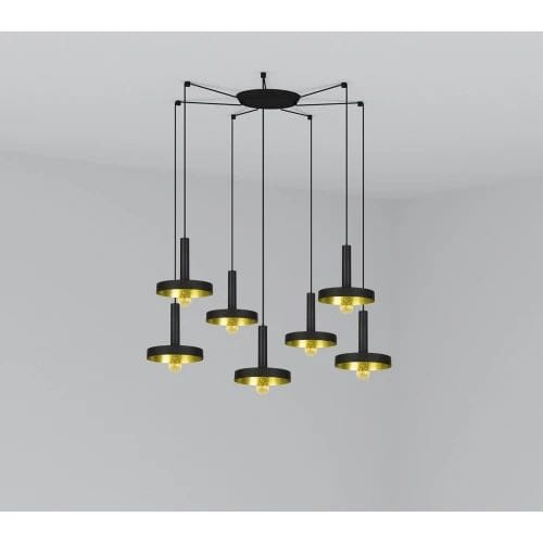 Faro - Whizz Lampe Suspension Noire/Or 7L E27 50/60Hz 15W IP 20 classeII 100V-240V