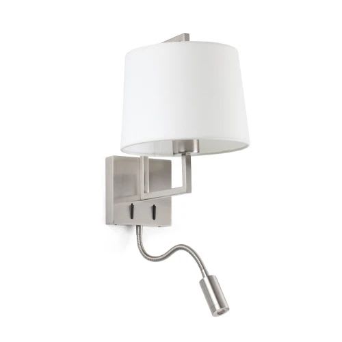 Faro - Frame Lampe Applique Nickel Mat/Blanc Avec Lecteur Led E27 50/60Hz 15WIP 20 clas
