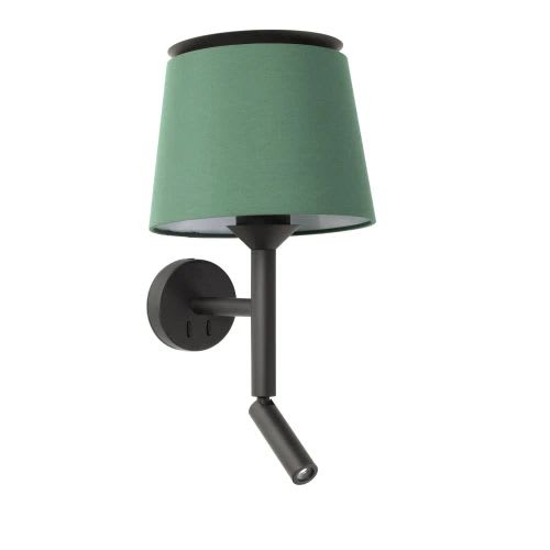 Faro - Savoy Lampe Applique Avec Lecteur Con Lettore Noire/Vert E27 50/60Hz 15WIP 20 cl