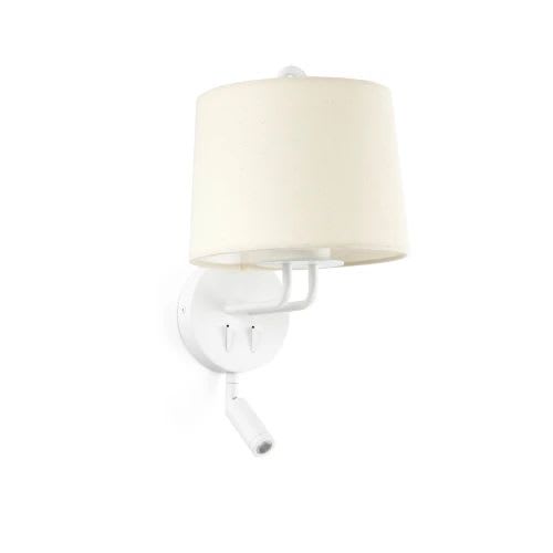 Faro - Montreal Lampe Applique Avec Lecteur Blanc/Beige E27 50/60Hz 15W IP 20classe II