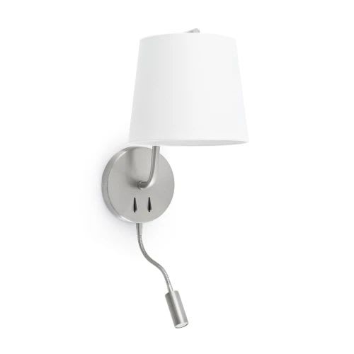 Faro - Berni Lampe Applique Nickel Satiné Avec Lecteur Led E27 50/60Hz 15WIP 20 classe