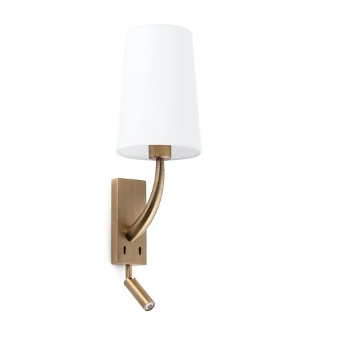 Faro - Rem Lampe Applique Vieil Or/Blanc Avec Lecteur Led E27 50/60Hz 15WIP 20 classe I