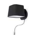 Faro - Sweet Lampe Applique Noir 1L Avec Liseuse Led E27 50/60Hz 15WIP 20 classe I 100V