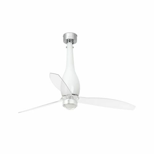 Faro - ETERFAN Ventilateur de plafond blanc brillant/transparent avec moteur DC 50/60Hz