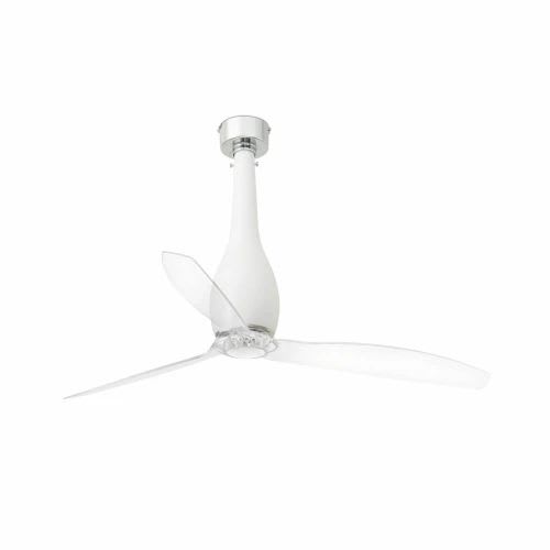 Faro - Eterfan Ventilateur De Plafond Blanc Mat/Transparent Avec Moteur Dc 50/60Hz IP20