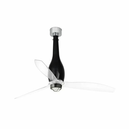 Faro - Eterfan Led Ventilateur De Plafond Noir Brillant/Transparent Avec Moteur Dc SMDL