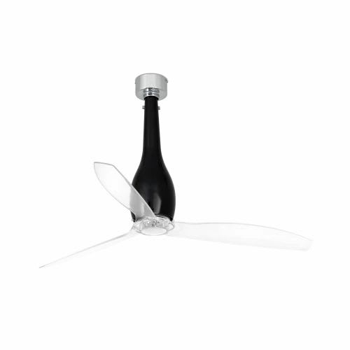 Faro - Eterfan Ventilateur De Plafond Noir Brillant/Transparent Avec Moteur Dc 50/60Hz