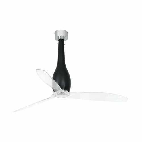 Faro - Eterfan Ventilateur De Plafond Noir Mat/Transparent Avec Moteur Dc 50/60Hz IP20