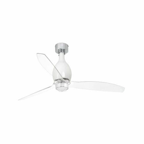 Faro - Mini Eterfan Led Ventilateur De Plafond Blanc Brillant/Transparent Avec Moteur D