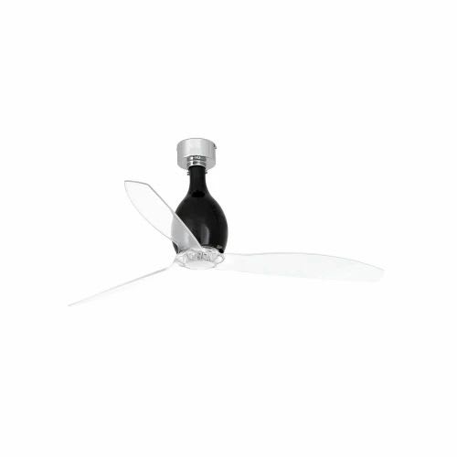 Faro - Mini Eterfan Ventilateur De Plafond Noir Mat/Transparent Avec Moteur Dc Smart50/