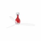Faro - Mini Eterfan Ventilateur De Plafond Rouge Brillant/Transparent Avec Moteur Dc Sm
