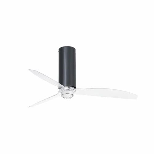 Faro - Tube Fan Led Ventilateur De Plafond Noir Brillant/Transparent Avec Moteur DcSMD