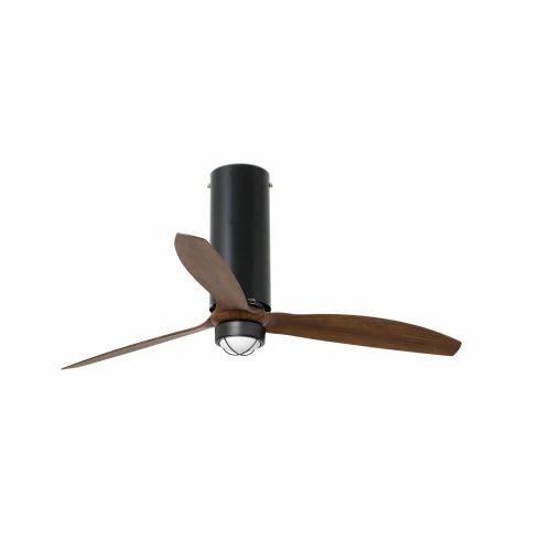 Faro - Tube Fan Led Ventilateur De Plafond Noir Mat/Bois Avec Moteur DcSMD LED 50/60Hz