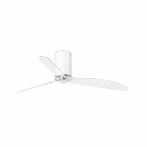 Faro - Mini Tube Fan Ventilateur De Plafond Blanc Brillant/Transparent Avec Moteur Dc50