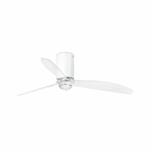 Faro - Mini Tube Fan Led Ventilateur De Plafond Blanc Brillant/Transparent Avec MoteurD