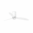Faro - Mini Tube Fan Led Ventilateur De Plafond Blanc Brillant/Transparent Avec MoteurD