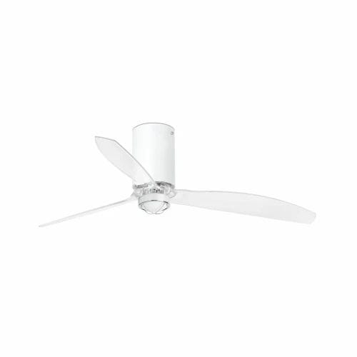Faro - Mini Tube Fan Led Ventilateur De Plafond Blanc Mat/Transparent Avec MoteurDc Sma