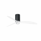 Faro - Mini Tube Fan Led Ventilateur De Plafond Noire Brillant/Transparent Avec MoteurD