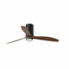 Faro - Mini Tube Fan Led Ventilateur De Plafond Noir/Bois Mat Avec MoteurDc SMD LED 50/
