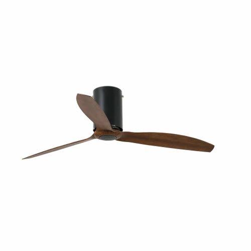 Faro - Mini Tube Fan Ventilateur De Plafond Noir Mat/Bois Avec Moteur Dc50/60Hz IP 20 c