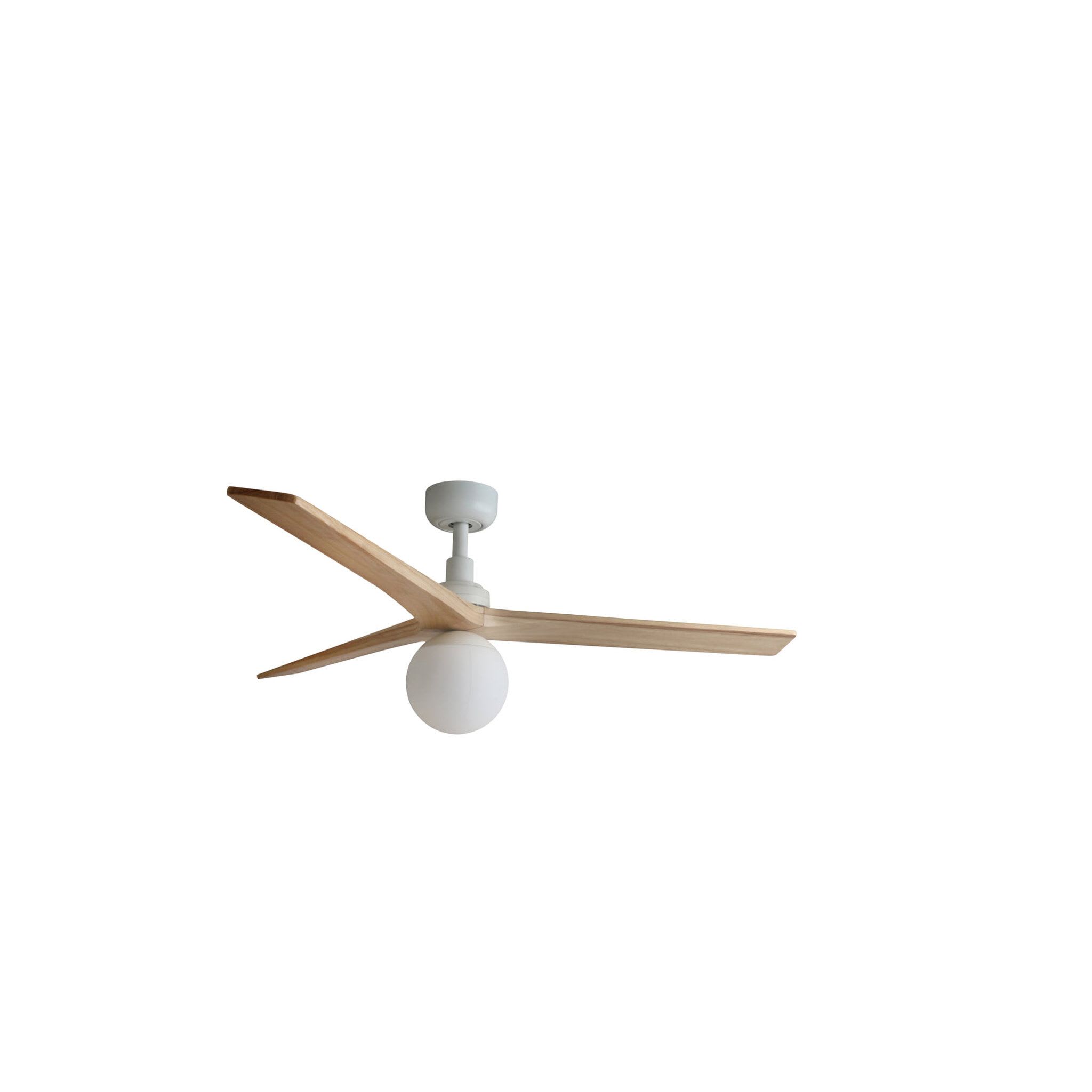 Faro - Klim M Ventilateur blanc/bois chêne DC E27