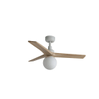 Faro - Klim S Ventilateur blanc/bois chêne DC E27 smart