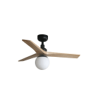 Faro - Klim S Ventilateur noir/bois chêne DC E27 smart