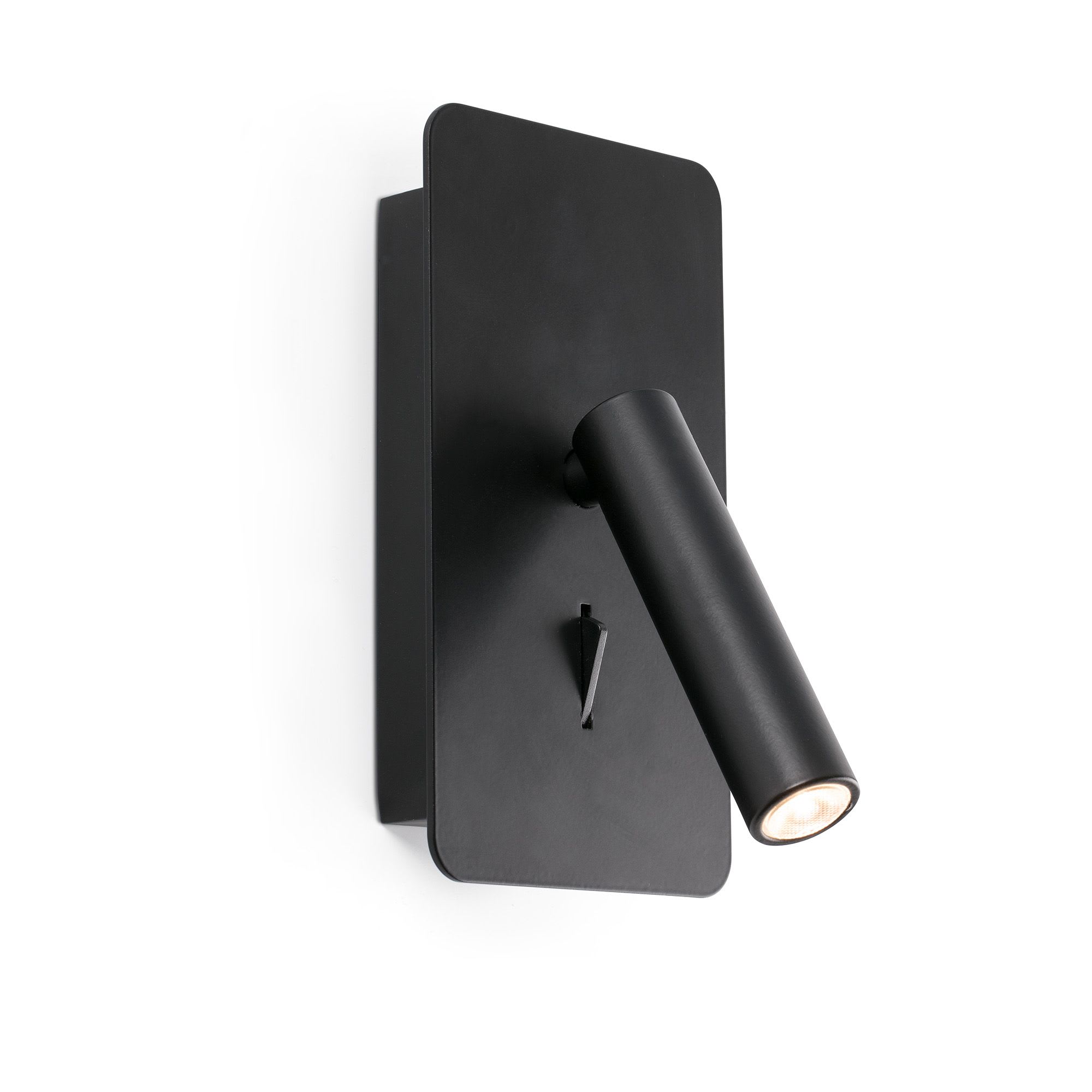 Faro - SUAU, applique minimaliste noire avec entrée USB C, parfaite pour la lecture.