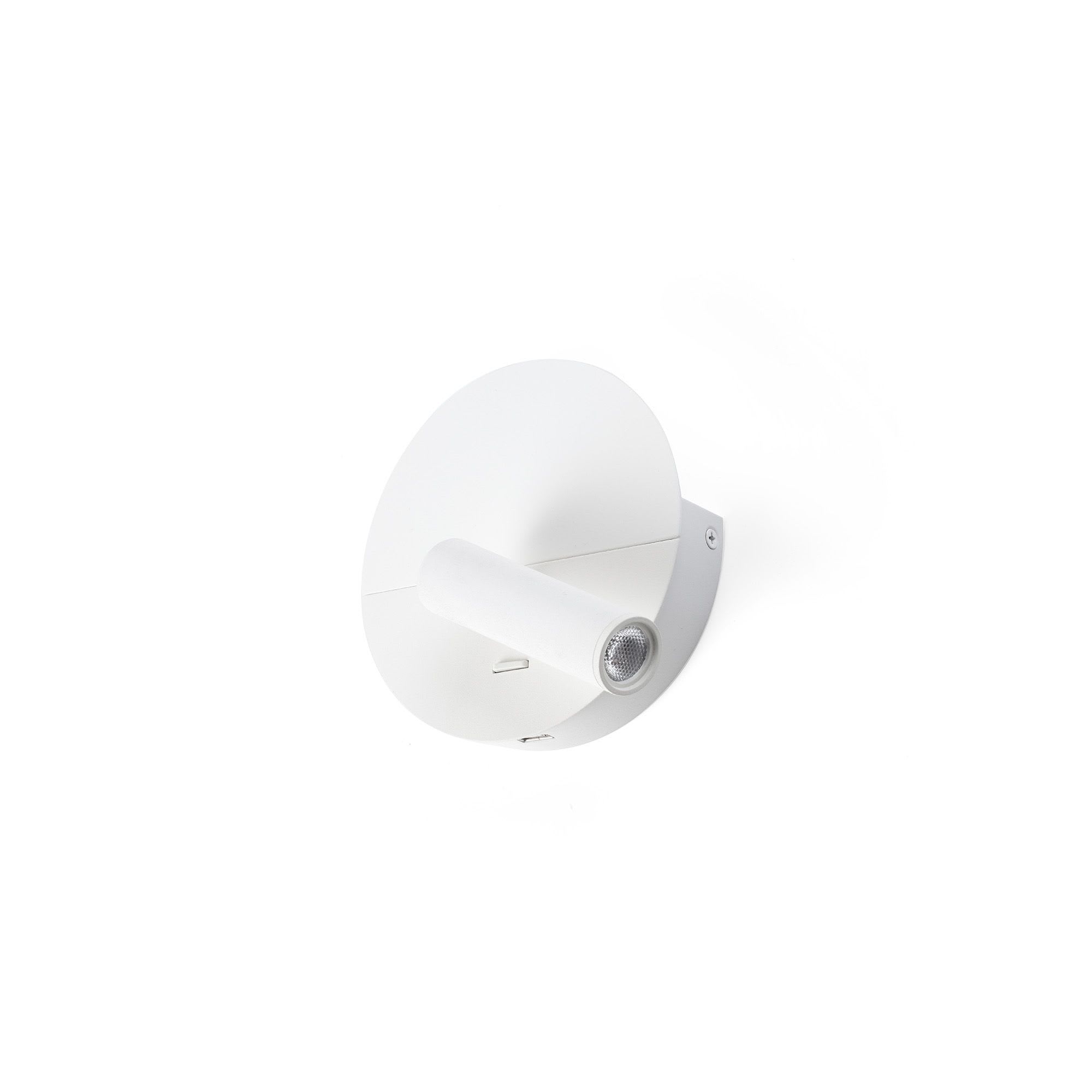 Faro - DUAS, applique liseuse blanche circulaire avec USB C et plateau de chargement.