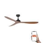 Faro - Ventilateur de plafond GOTLAND, design minimaliste, 3 lames marrons, Smart Tuya