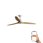 Faro - Ventilateur de plafond blanc avec 3 pales en bois, éclairage CCT 20W, Smart Tuya