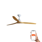 Faro - Ventilateur de plafond blanc ALO avec 3 lames en bois et système Smart Tuya inté