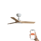 Faro - Ventilateur HEYWOOD S en bois clair, design Faro Lab, 3 pales, Smart Tuya