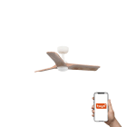 Faro - Ventilateur HEYWOOD S blanc, 3 pales en bois clair, éclairage LED 10W