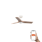 Faro - Ventilateur HEYWOOD S blanc, 3 pales en bois clair, éclairage LED 10W