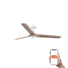 Faro - Ventilateur HEYWOOD L blanc, 3 pales en bois clair, éclairage LED 10W