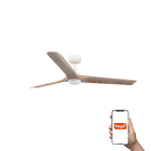 Faro - Ventilateur HEYWOOD L blanc, 3 pales en bois clair, éclairage LED 10W