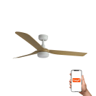 Faro - Ventilateur plafond PUNT M moderne, 3 pales, blanc/érable, LED 18W, Smart Tuya