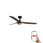 Faro - Ventilateur plafond PUNT M moderne, 3 pales, noir/noyer, LED 18W, Smart Tuya