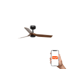 Faro - Ventilateur de plafond MINI PUNT S noir/noyer, design moderne, 3 lames, Smart Tu