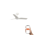 Faro - Ventilateur HEY S blanc avec 3 pales, LED 10W et système Smart Tuya