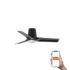 Faro - Ventilateur HEY TUB S noir, 3 pales, LED 10W, Smart Tuya, plafond sans tige