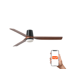 Faro - Ventilateur plafond PUNT TUB M noir/noyer avec éclairage LED 18W et Smart Tuya