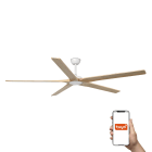 Faro - BIGWOOD, version blanche, 5 pales en pin, ventilateur avec système Smart Tuya