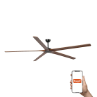 Faro - BIGWOOD, version noire, 5 pales en pin, ventilateur avec système Smart Tuya