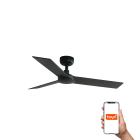 Faro - Ventilateur de plafond RUDDER S noir avec 3 pales en noyer et système Smart Tuya
