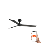 Faro - Ventilateur de plafond RUDDER L noir/noyer avec 3 pales en frêne et système Smar