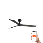 Faro - Ventilateur de plafond RUDDER L noir/noyer avec 3 pales en frêne et système Smar