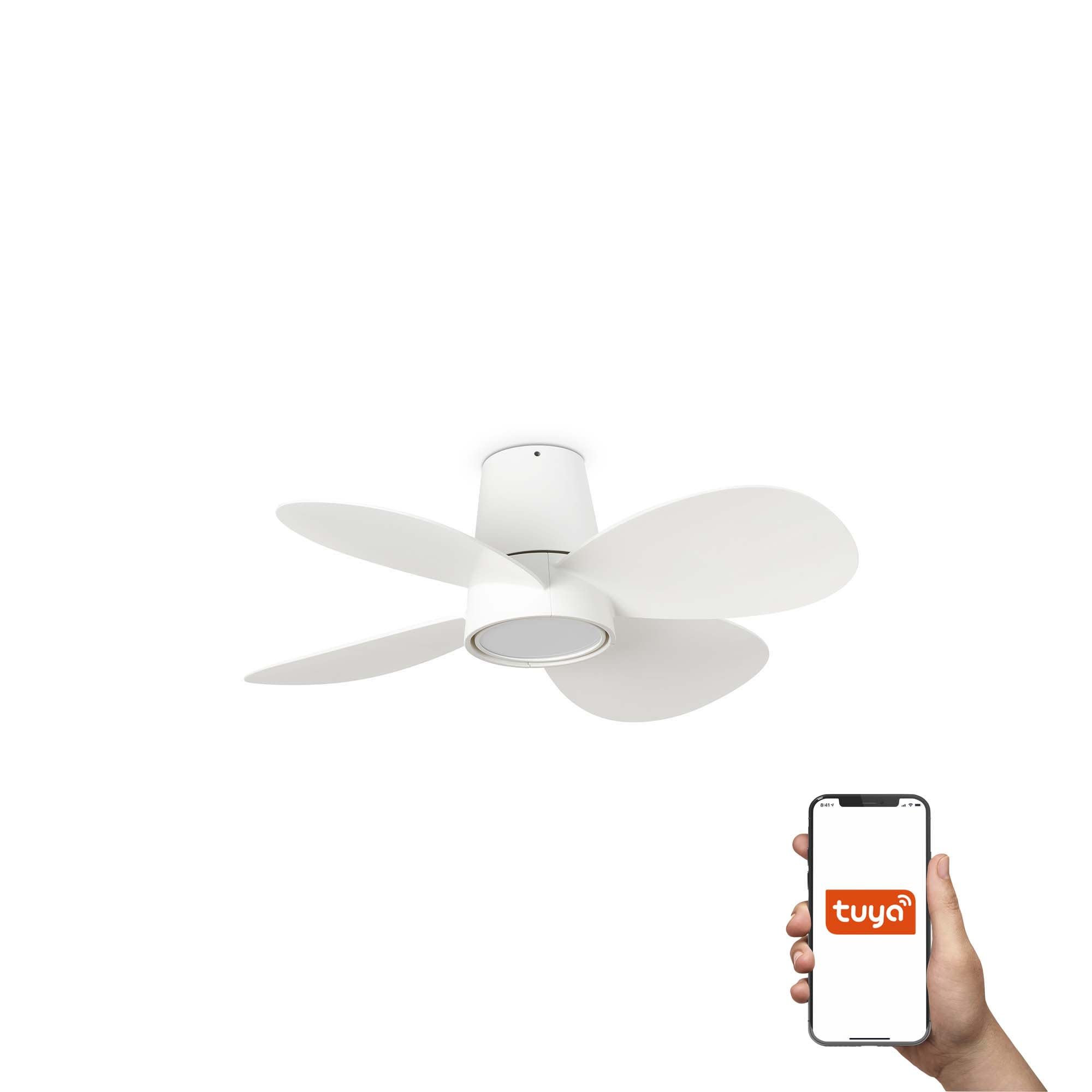 Faro - Ventilateur de plafond KLOVER blanc avec éclairage LED dimmable 18W