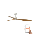 Faro - Ventilateur de plafond blanc/bois IP44, adapté à l?extérieur, résistant aux UV.